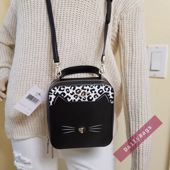 NWT KATE SPADE DAISY MEOW CROSSBODY BLACK LEOPARD WHITE WKR00600 100% AUTHENTIC - Picture 13 of 13